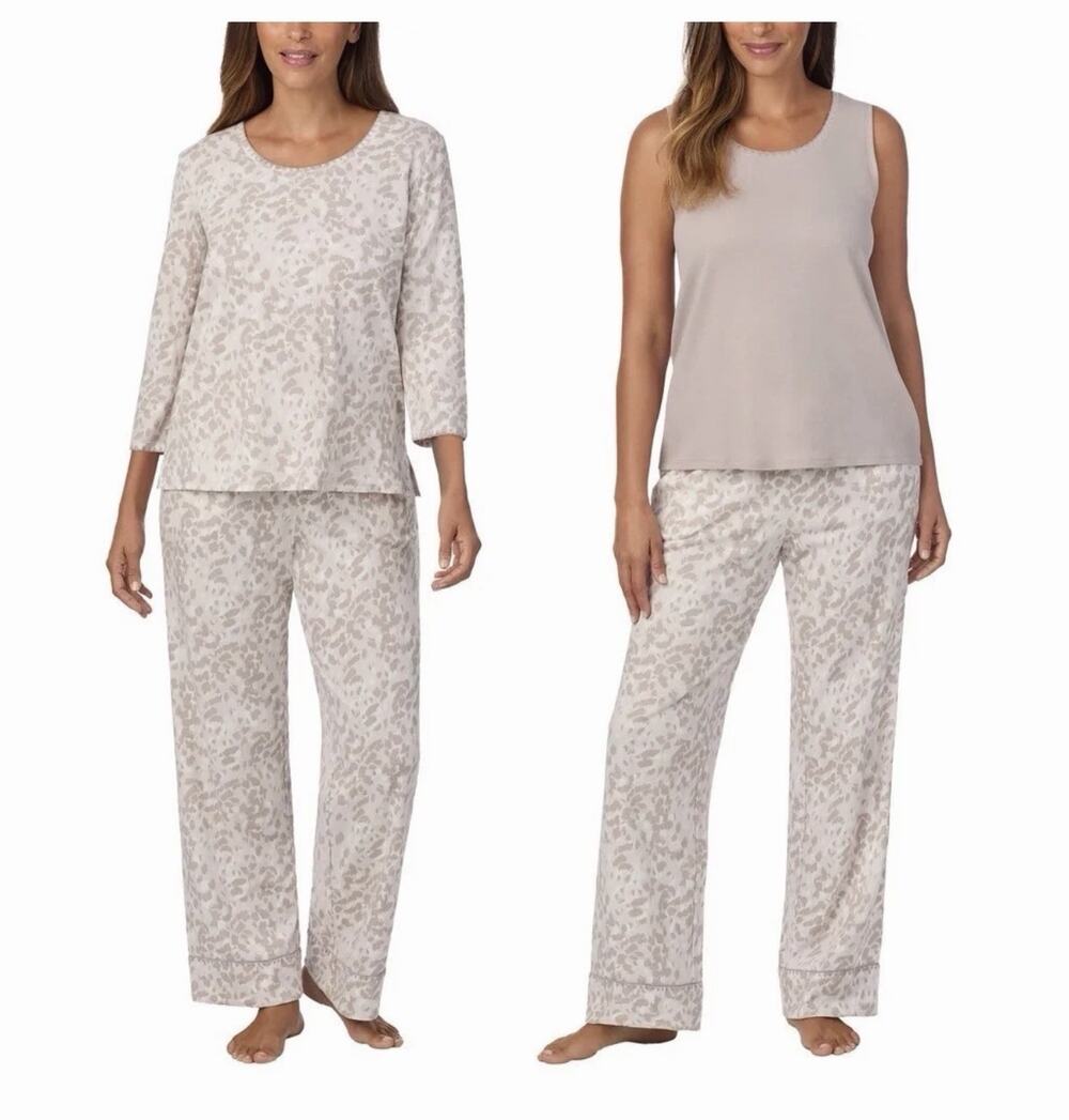Carole Hochman Midnight Women’s 3-Pc Lightweight Cotton Pajama Set with Pockets
